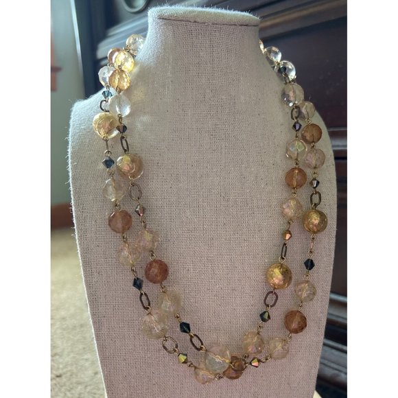 Vintage Double -Strand Faceted Glass Bead Necklace -- 20" - Picture 1 of 10
